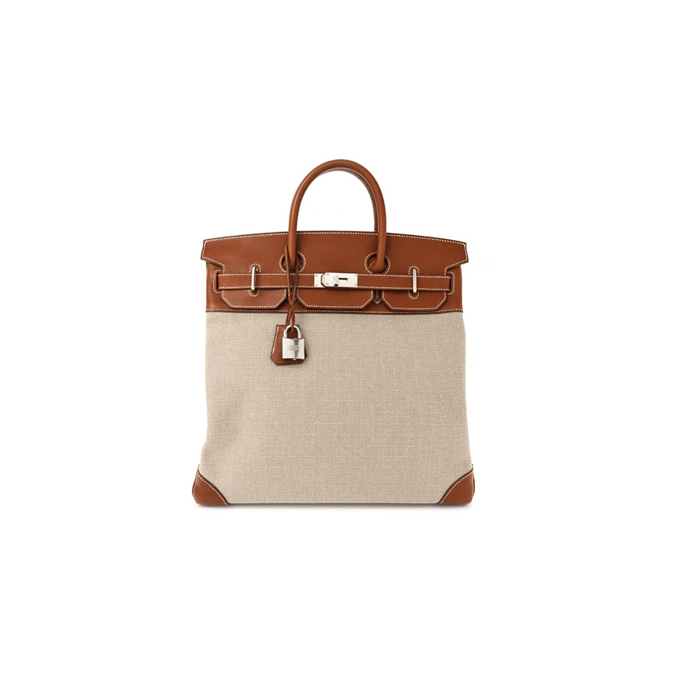 HERMÈS MASTER BIRKIN HAC 40 GOLD TOGO AND ECRU-BEIGE TOILE H CANVAS PALLADIUM HARDWARE (40*40*23cm) HERMÈS MASTER BIRKIN HAC 40 GOLD TOGO AND ECRU-BEIGE TOILE H CANVAS PALLADIUM HARDWARE (40*40*23cm)